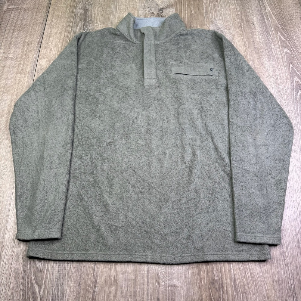 Free Fly Mens Green Performance Bamboo Polar Fleece Snap Pullover Sweater Size L